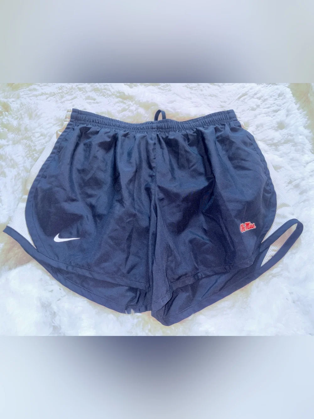 Nike Navy and White Dri-FIT Athletic Shorts